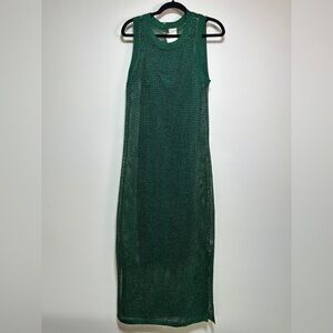 Green Openwork Midi Tank Dress